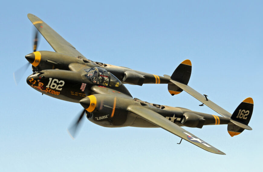 Lockheed P-38 Lightning single-seated American heavy fighter, twin piston-engined during world war II which is successful in the pacific region.